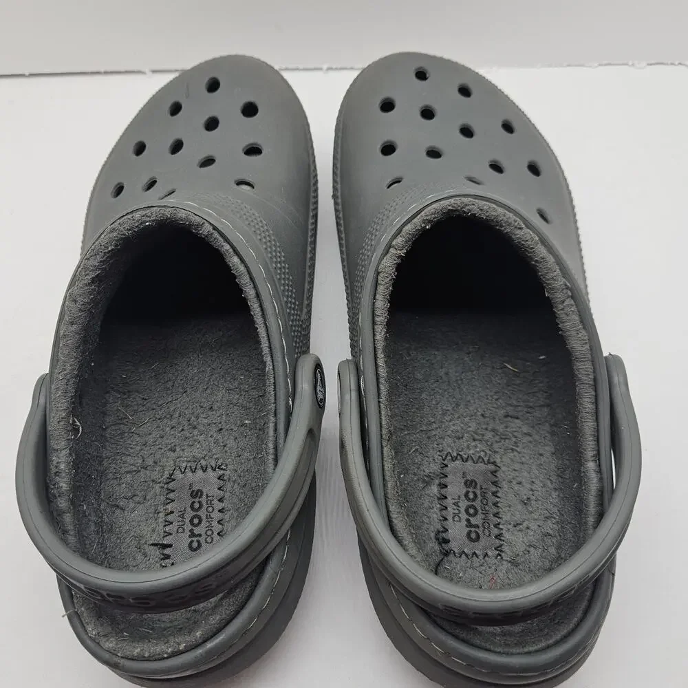 Crocs Classic Clogs Faux Fur Lined 203591 Mens Sz 7 Women's Sz 9 Dual Comfort - Picture 6 of 8
